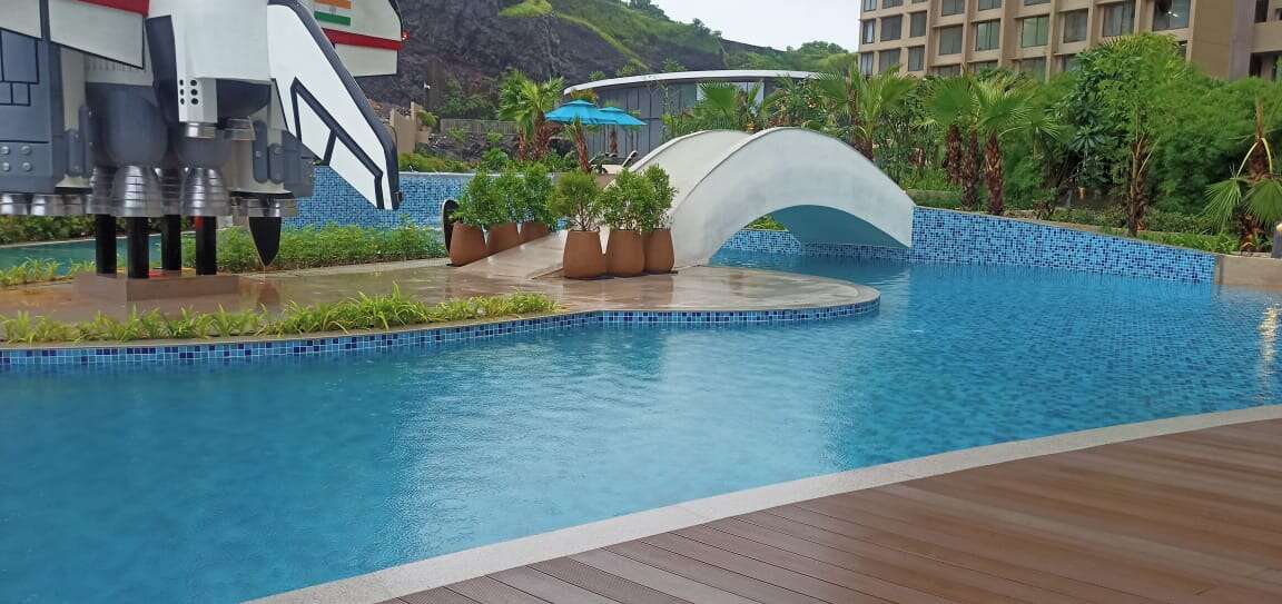 Decking around swimming pool